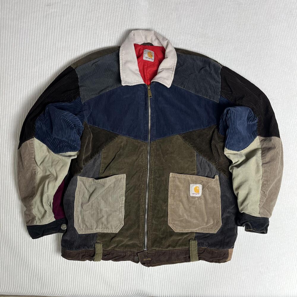 Carhartt Jacket Mens XL Multicolor Corduroy Patchwork Bomber Quilted Lined